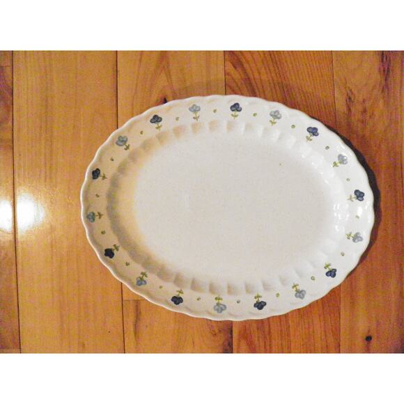 Floral Trim True Blue Vernon Ware by Metlox, Oval Serving Platter 12 1/4” - Picture 2 of 12